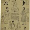 Long coat for juniors and girls ; Girls' dress ; Juniors' and girls' jumper dress ; Girls' guimpe dress ; Child's play apron ; Clown suit and hat ; Child's dress