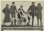 Men and women with dogs wearing coats, United States, 1910s