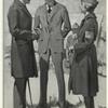 Men talking to a woman in military uniform, 1910s