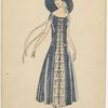 Blue dress with white bows, France, ca. 1922