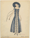 Blue dress with white bows, France, ca. 1922