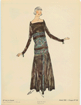 Long-sleeved black dress with accents, France, ca. 1922
