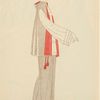 Gray and red outfit with veil, France, ca. 1922