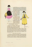 Woman in pink and black dress, 1920s ; Woman in yellow and black outfit, 1920s