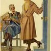 Craftsman and woman in tan overcoat, ca. 1920