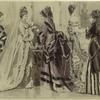 Women in bridal and formal gowns, 1873
