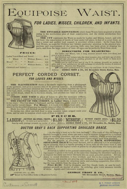 Advertisement for Bon Ton, Royal Worcester, and Adjusto corsets