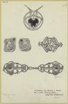 A pendant, two buttons, a brooch and a cloak clasp in silver