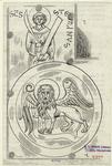 Winged lion and a saint