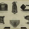 Box for gentleman's collars, cuffs, and cravats (closed) ; Bag for skates ; Box for gentleman's collars, cuffs, and cravats (open) ; Embroidered toilet cushion ; Detail for cushion ; Card tray