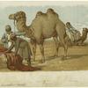 Men loading materials on camels