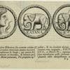 Coins, or medals, with designs of a woman's profile and elephants