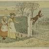 Fox jumping over fence, frightening two women