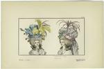 Women with elaborate hats, Frants, 1780s