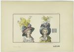 Women with elaborate hats, France, 1780s