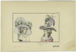 Women with eleborate hats, France, 1780s