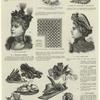 Capote Florentine ; Groupe de chapeaux d'enfants ; Ornement pour chapeau ; Quart de tapis ; Ornement pour chapeau ; Capote Clairette
