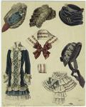 Hats, bonnets, dress, cuffs, France, 19th century