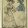 Woman in dress with a hat, front and back, Paris, France, 19th century