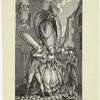 Französische karikatur auf die hohen Haarfrisuren, um 1780