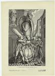 Französische karikatur auf die hohen Haarfrisuren, um 1780