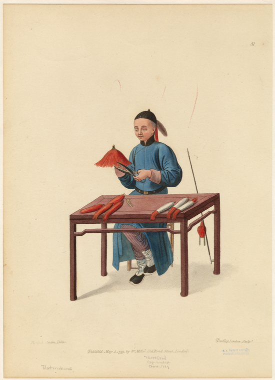Cap-maker, China, 1799 - NYPL Digital Collections