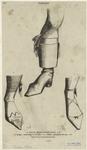 Élégant, botte a revers jaunes, 1795 ; Homme, chaussure d'été, 1797 ; Femme, chaussure de bal, 1799