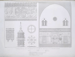 Coupe et détails de l'inscription et du lustre du sancutaire de la Mosquée Hassan