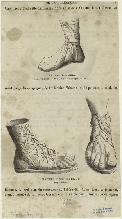 Chaussure de Caligula d'après as statue ; Chaussures d'empereurs ...