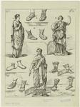 Statues of women and various footwear, ancient Rome