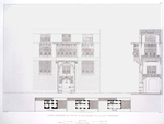 Plans, élévation et coupe d'une maison sur la rue Tabhaneh