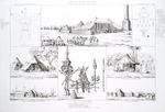Camps et tentes des Turcs : plan de la principale tente du Pacha; vue du camp du Pacha près la colonne de Pompée; plan générale du camp; vue de la tente d'un Kaymakam; vue de la tente d'un Hakem-el-Khot; vue d'un camp de Bey ou d'un Mamour; détails placés dans les tentes; vue d'un camp de Kachef.