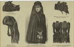 Crêpe hat ; Mourning bonnet ; Mourning wrap ; Mourning cap for elderly lady ; Coat-basque for costume, back and front