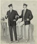 Men in nautical clothing standing on a pier