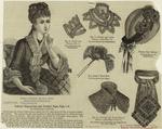 Woman in dress, and women's neckwear, cuff, bonnet, and hair bow