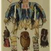 Sioux war shirt, Apache caps, pouches, moccasins, totems, &c