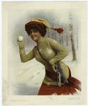 Woman with snowball and skates