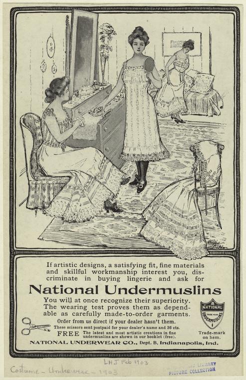 Ladies' underwear advertisement, United States, 1901s - NYPL