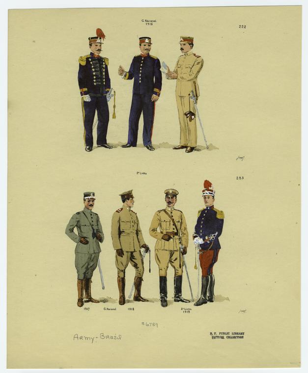 Brazilian military uniforms, 1910s - NYPL Digital Collections
