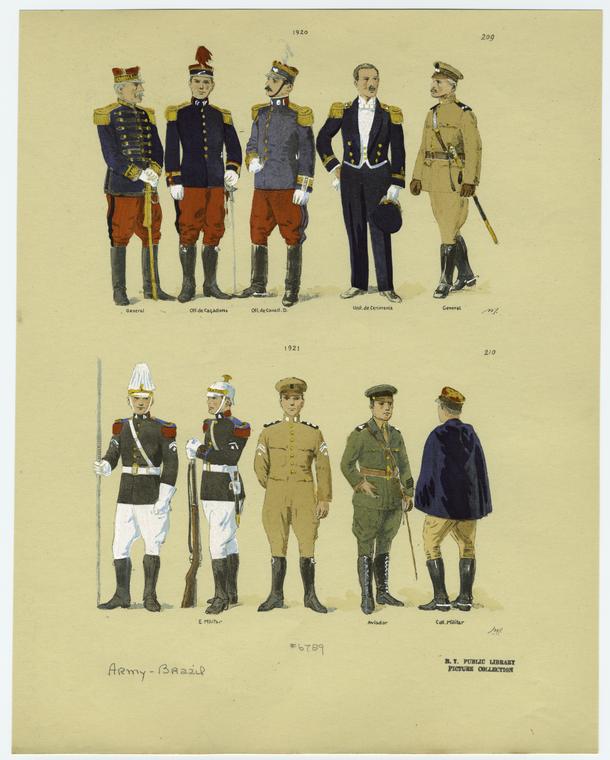Brazilian military uniforms, 1920 and 1921 - NYPL Digital Collections