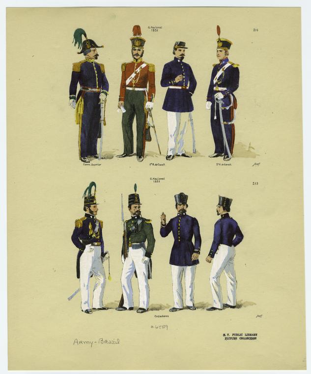 Brazilian military uniforms, 1851 - NYPL Digital Collections