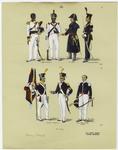 Brazilian military uniforms with rifles and swords, 1815-1816