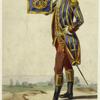 French soldier sounding bugle, 18th century