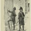 French soldiers knocking on door, 18th century