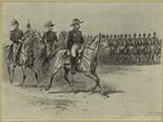 French military officers riding on horseback, 19th century