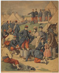 French soldiers and civilians at a military camp, ca. 1900