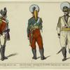 Sergent d'infanterie anglaise, 1792 ; Cavaliers russes, Regiment de Catherine, tenue ordinaire habit d'ete, 1793-97