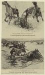 Cossacks picking up a wounded comrade ; Cossacks swimming their horses across a river