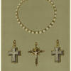 Pearl necklace of Mary Queen of Scots (1542-1587) ; Silver enameled reliquary ; Gold enamel crucifix