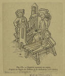 Organier montant un orgue, d'après un dessin du Tableau de la civilisation (XVe siècle).